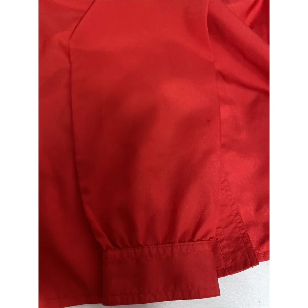VTG Ship’n Shore Silken Wonder Solid Red Long Sleeve Button Up Blouse 10